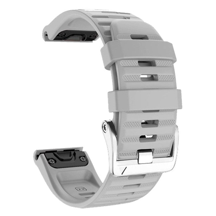 Watch Band for Garmin Forerunner 965 / 955 / 945 / 935 Soft Silicone Strap Bracelet with Silver Buckle - Grey