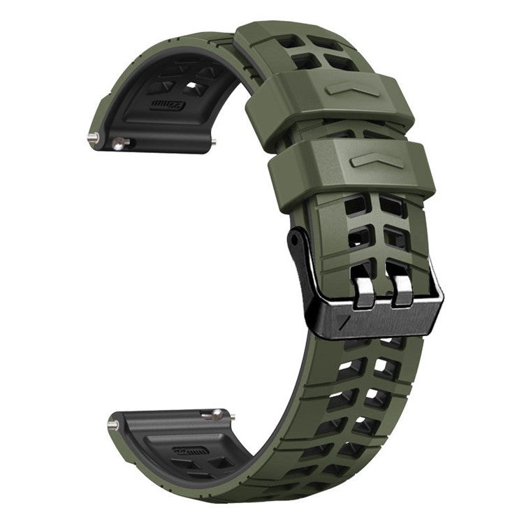 For Huawei Watch 4 / 4 Pro / Watch 3 / 3 Pro Silicone Watch Band 22mm Textured Watch Strap with Dual Buckle - Army Green / Black
