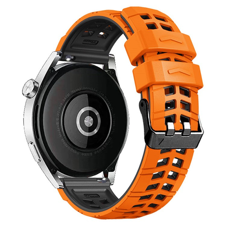 For Huawei Watch 4 / 4 Pro / Watch 3 / 3 Pro Silicone Watch Band 22mm Textured Watch Strap with Dual Buckle - Orange / Black