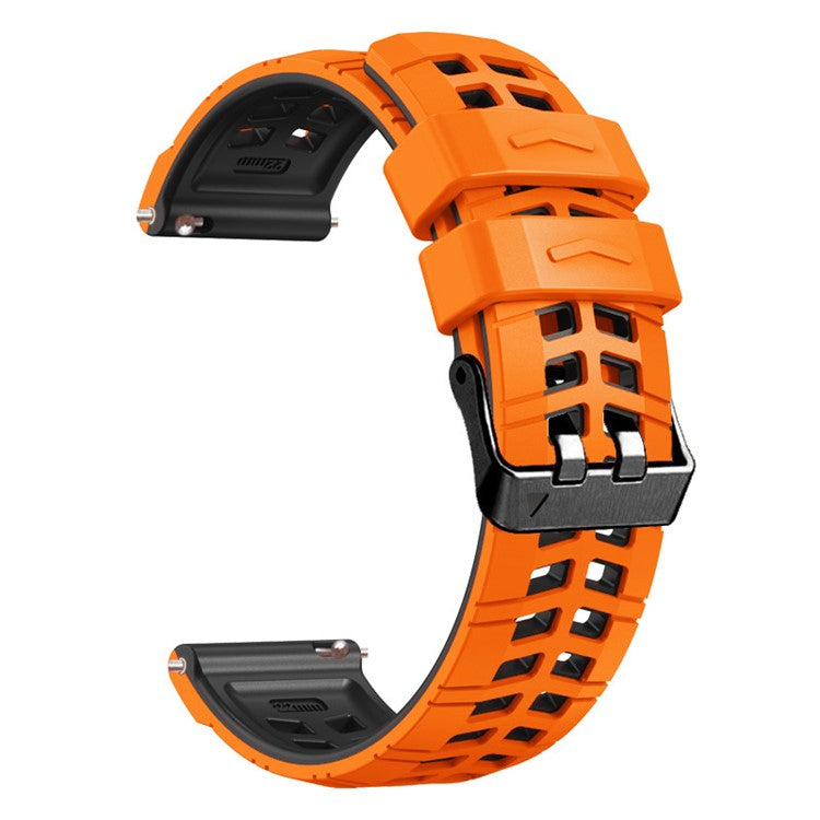For Huawei Watch 4 / 4 Pro / Watch 3 / 3 Pro Silicone Watch Band 22mm Textured Watch Strap with Dual Buckle - Orange / Black