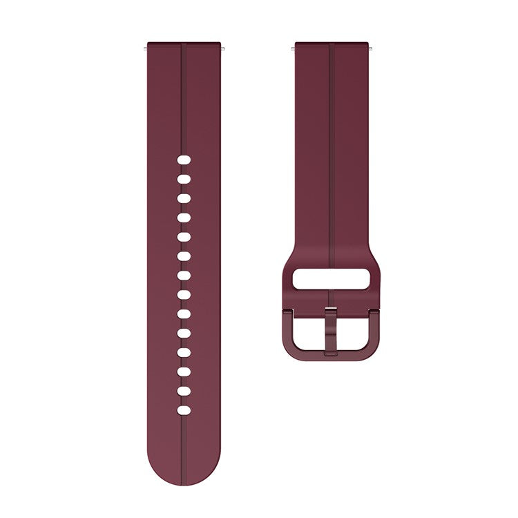 For Garmin Forerunner 265 / 255 / Vivoactive 4 / Venu 2 Silicone Watch Strap 22mm Watch Band with Square Buckle - Wine Red