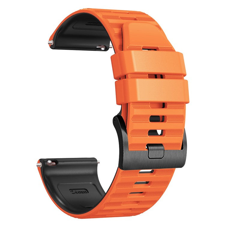 For Suunto 9 / 9 Baro / 7 Silicone Watch Band 24mm Dual Color Textured Replacement Watch Strap - Orange / Black