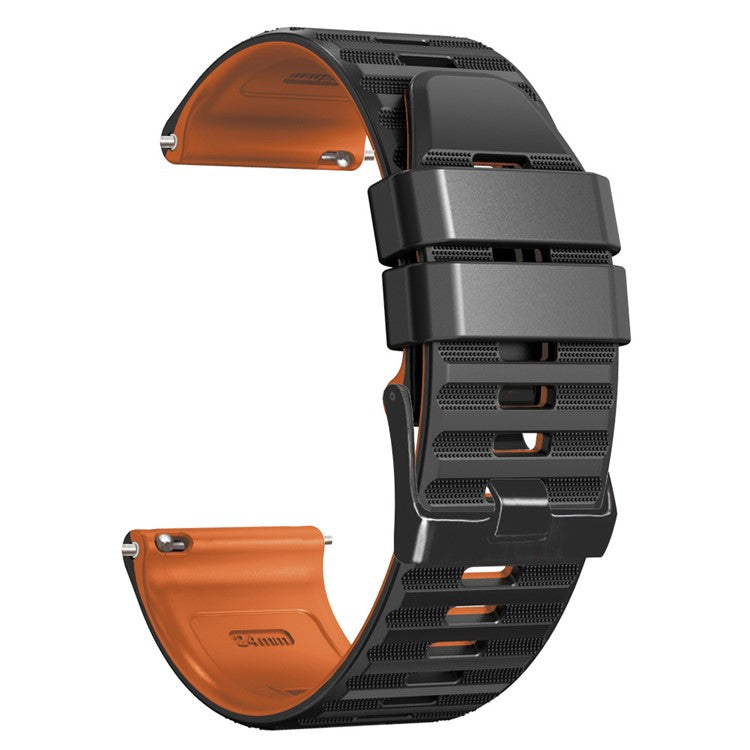 For Suunto 9 / 9 Baro / 7 Silicone Watch Band 24mm Dual Color Textured Replacement Watch Strap - Black / Brown