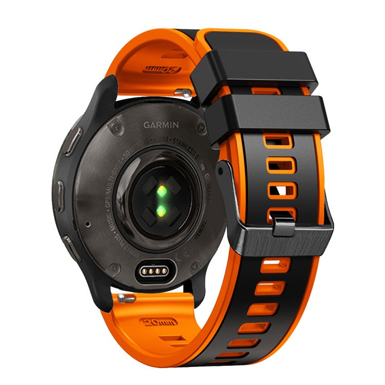 For Garmin vivomove Trend / Luxe / Style Replacement Watch Strap 20mm Dual Color Silicone Watch Band - Black / Orange