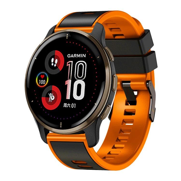 For Garmin vivomove Trend / Luxe / Style Replacement Watch Strap 20mm Dual Color Silicone Watch Band - Black / Orange