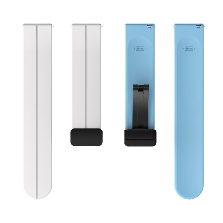 Magnetic Watch Band for Garmin vivomove Trend / Style / Luxe , 20mm Silicone Dual Color Sport Straps with Black Folding Buckle - White+Baby Blue