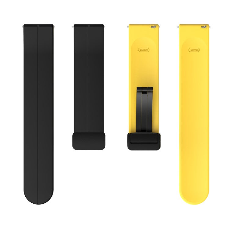 Magnetic Watch Band for Garmin vivomove Trend / Style / Luxe , 20mm Silicone Dual Color Sport Straps with Black Folding Buckle - Black+Yellow