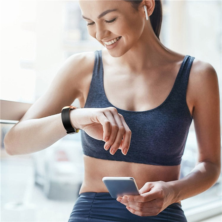 Magnetic Watch Band for Garmin vivomove Trend / Style / Luxe , 20mm Silicone Dual Color Sport Straps with Black Folding Buckle - Black+Yellow