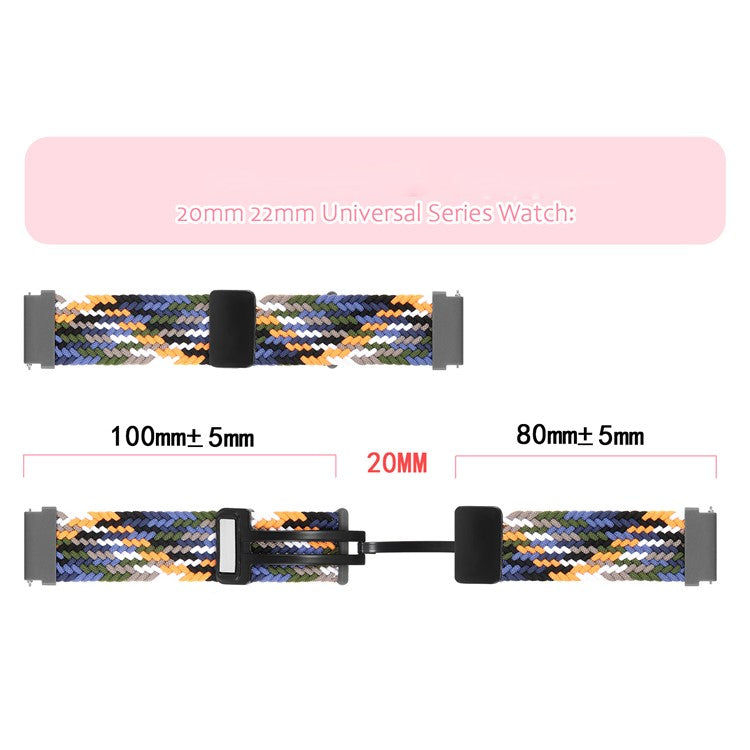 Nylon Watch Bands for Garmin vivomove Trend / Style / Luxe , 20mm Folding Buckle Adjustable Braided Strap - Denim