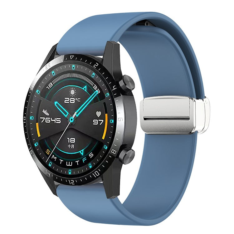 Sport Bands for Huawei Watch 4 / Watch 4 Pro / Watch 3 / Watch 3 Pro , Silicone 22mm Watch Strap with Silver Magnetic Folding Buckle - Official Blue