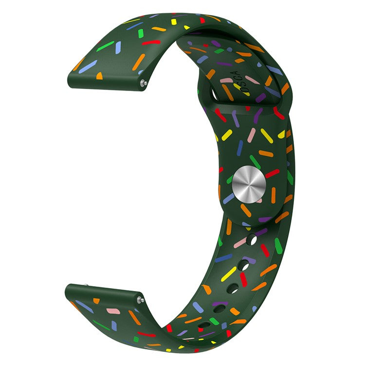 Quick Release Watch Band for Garmin Venu / Sq / Sq 2 / 2 Plus , Silicone 20mm Printed Color Dot Replacement Bracelet - Green