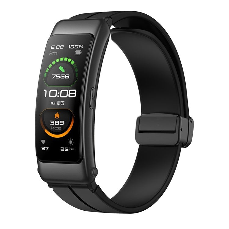 For Keep B4 / Huawei Watch Fit Mini 16mm Silicone Band Replacement Watch Strap, Black Folding Buckle - Black