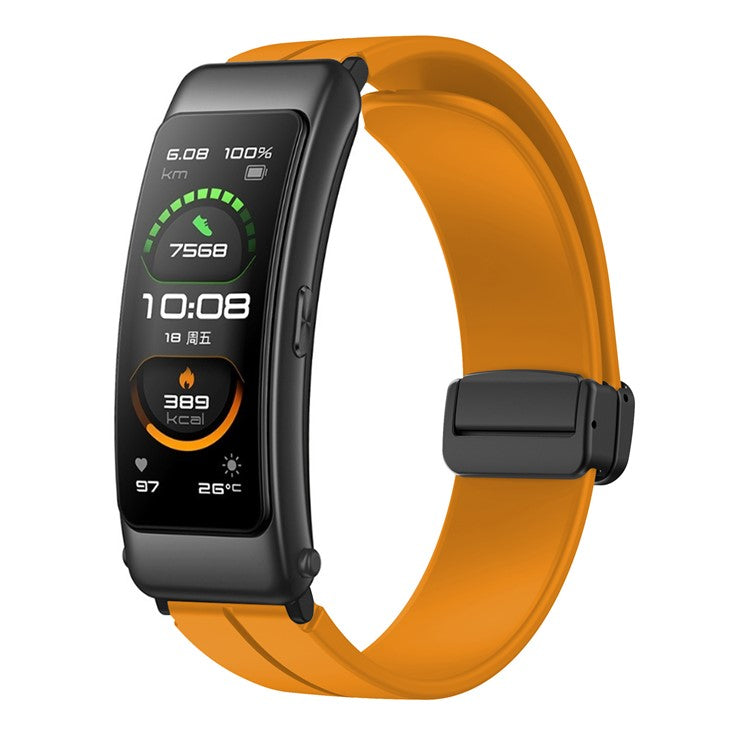 For Keep B4 / Huawei Watch Fit Mini 16mm Silicone Band Replacement Watch Strap, Black Folding Buckle - Yellow