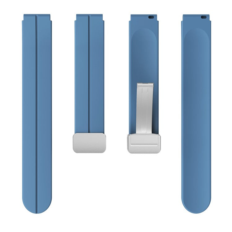 For Keep B4 / Huawei Watch Fit Mini Watch Band 16mm Silicone Wrist Strap, Silver Folding Buckle - Blue