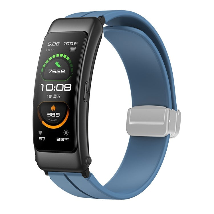 For Keep B4 / Huawei Watch Fit Mini Watch Band 16mm Silicone Wrist Strap, Silver Folding Buckle - Blue