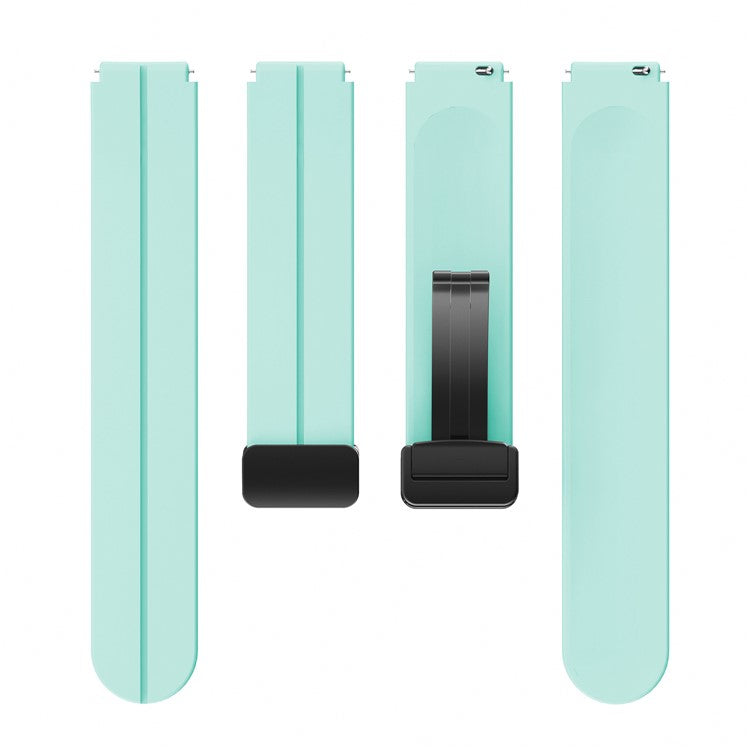 For Garmin Forerunner 265S / 255S / Venu 2S Watch Band 18mm Silicone Strap with Magnetic Folding Black Buckle - Light Green