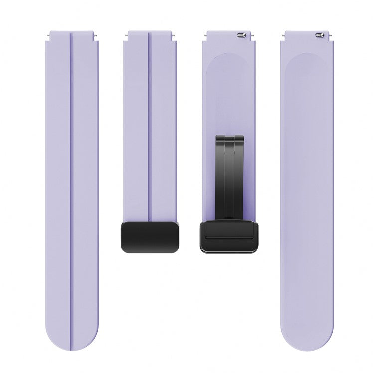 For Garmin Forerunner 265S / 255S / Venu 2S Watch Band 18mm Silicone Strap with Magnetic Folding Black Buckle - Purple