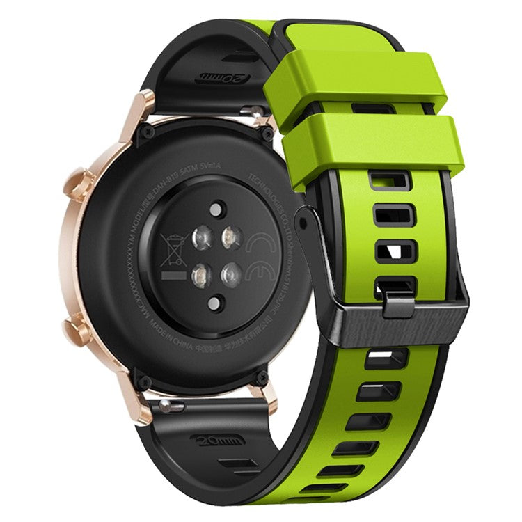 For Garmin Forerunner 265S / 255S / Venu 2S Silicone Watch Strap 18mm Dual Color Replacement Watchband - Lime / Black