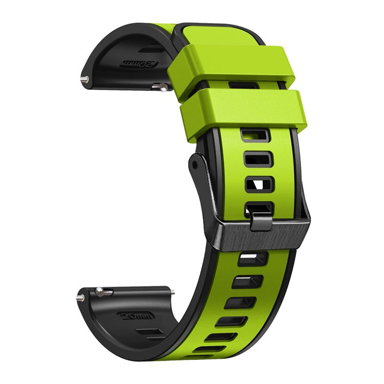 For Garmin Forerunner 265S / 255S / Venu 2S Silicone Watch Strap 18mm Dual Color Replacement Watchband - Lime / Black
