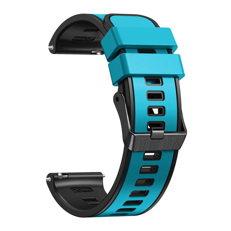For Garmin Forerunner 265S / 255S / Venu 2S Silicone Watch Strap 18mm Dual Color Replacement Watchband - Sky Blue / Black