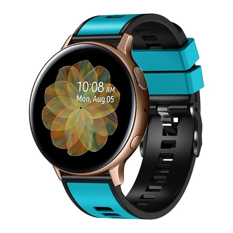 For Garmin Forerunner 265S / 255S / Venu 2S Silicone Watch Strap 18mm Dual Color Replacement Watchband - Sky Blue / Black