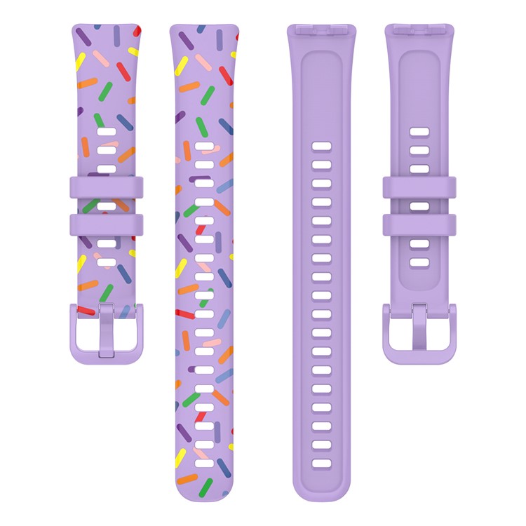 ENKAY HAT PRINCE For Huawei Band 8 / Band 8 NFC / Band 9 / Band 9 NFC Printed Silicone Watch Band with Soft PC Edge PMMA Screen Film - Purple