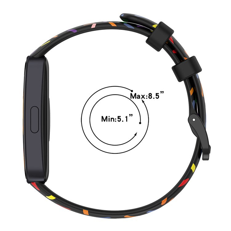 ENKAY HAT PRINCE For Huawei Band 8 / Band 8 NFC / Band 9 / Band 9 NFC Printed Silicone Watch Band with Soft PC Edge PMMA Screen Film - Purple