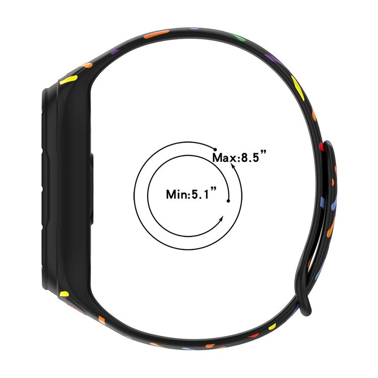 ENKAY HAT PRINCE For Xiaomi Smart Band 8 Printed Silicone Watch Strap Watch Case with PC Edge PMMA Screen Film - White