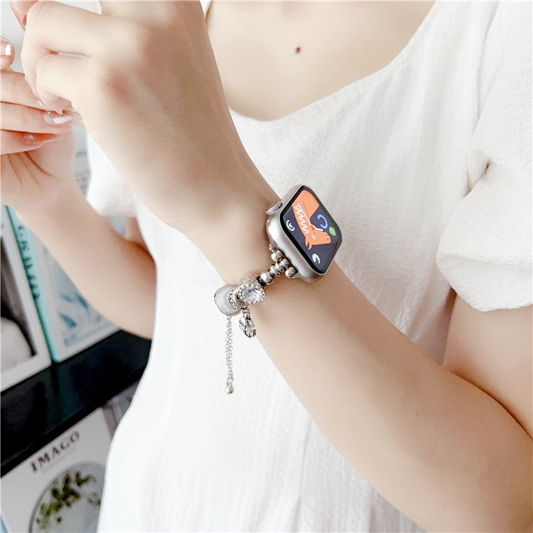 Jewelry Watch Band for Apple Watch Series 10 42mm / 9 8 7 41mm / SE (2023) SE (2022) SE 6 5 4 40mm / 3 2 1 38mm Beads Charm Watch Bracelet - Silver