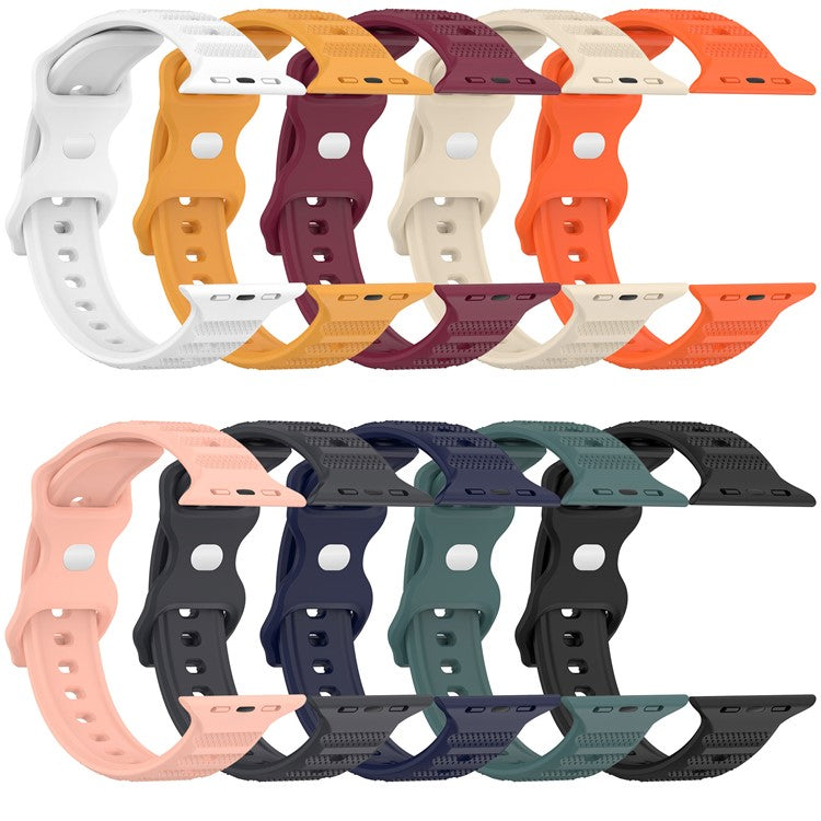 For Apple Watch Series 10 46mm / Ultra 2 Ultra 49mm / Series 9 8 7 45mm / 6 5 4 SE (2023) SE (2022) SE 44mm / 3 2 1 42mm Silicone Watch Band Dot Design Wrist Strap - White