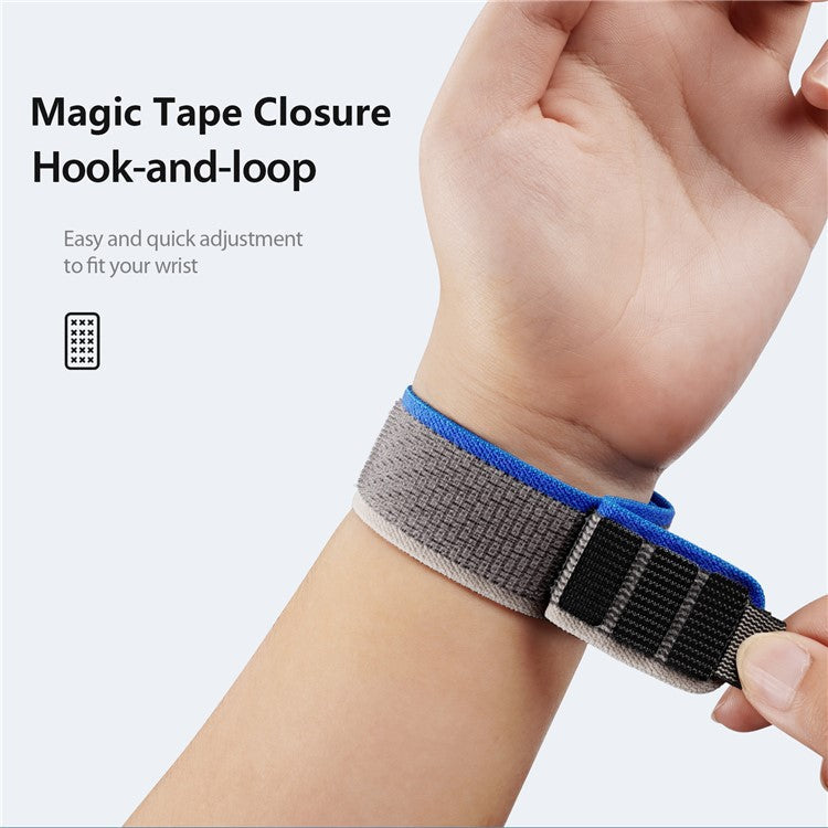 DUX DUCIS YJ Series Wristband for Apple Watch Series 10 42mm / 9 8 7 41mm / SE (2023) SE (2022) SE 6 5 4 40mm / 3 2 1 38mm Stretchy Nylon Loop Watch Strap - Blue+Grey