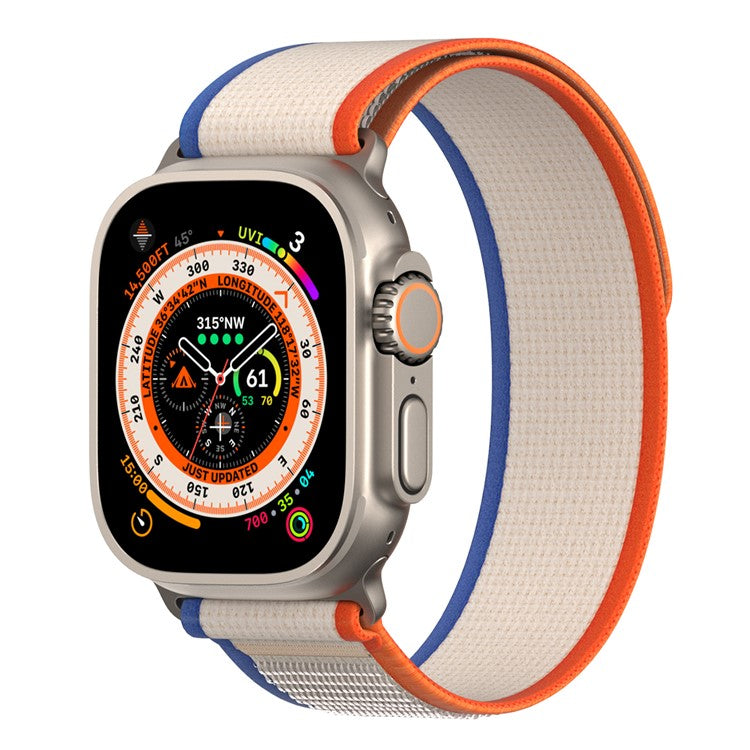 DUX DUCIS YJ Series Wristband for Apple Watch Series 10 42mm / 9 8 7 41mm / SE (2023) SE (2022) SE 6 5 4 40mm / 3 2 1 38mm Nylon Loop Watch Strap - Orange+Beige