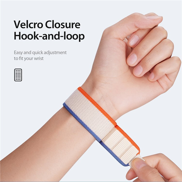 DUX DUCIS YJ Series Wristband for Apple Watch Series 10 42mm / 9 8 7 41mm / SE (2023) SE (2022) SE 6 5 4 40mm / 3 2 1 38mm Nylon Loop Watch Strap - Orange+Beige