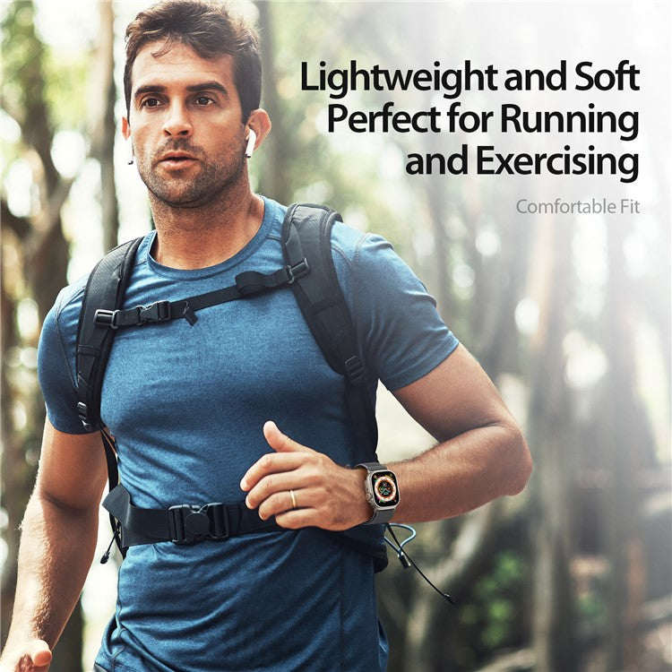 DUX DUCIS YJ Series Wristband for Apple Watch Series 10 42mm / 9 8 7 41mm / SE (2023) SE (2022) SE 6 5 4 40mm / 3 2 1 38mm Nylon Loop Watch Strap - Blue+Black