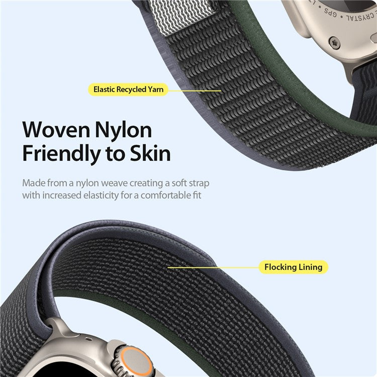 DUX DUCIS YJ Series Wristband for Apple Watch Series 10 42mm / 9 8 7 41mm / SE (2023) SE (2022) SE 6 5 4 40mm / 3 2 1 38mm Nylon Loop Watch Strap - Blue+Black