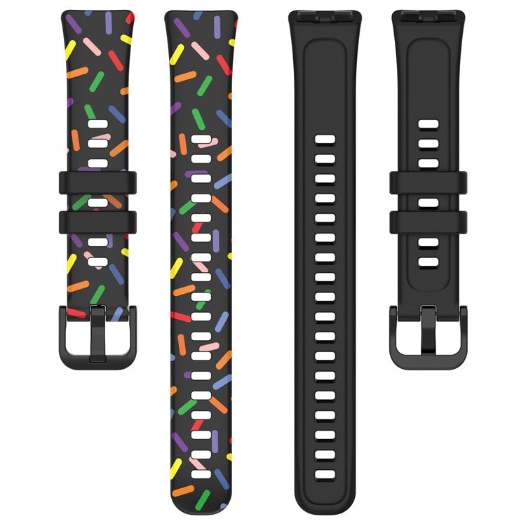 For Huawei Band 8 / Band 8 NFC / Band 9 / Band 9 NFC Colorful Spotted Silicone Strap Replacement Watch Band - Black