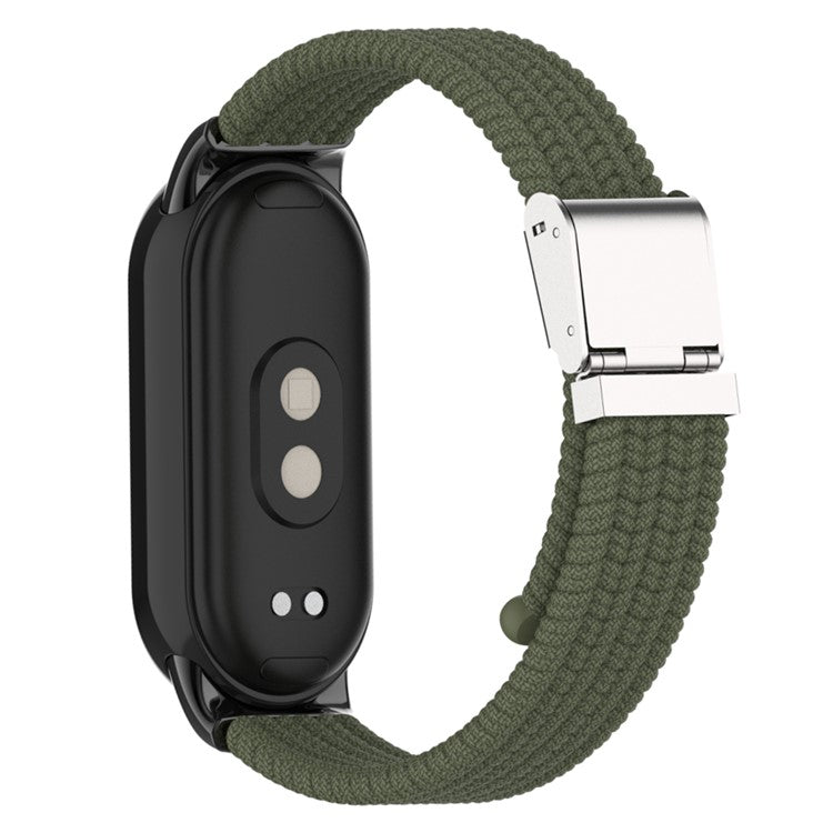 For Xiaomi Smart Band 9 NFC / 9 / 8 NFC / 8 Braided Nylon Watch Band Adjustable Buckle Elastic Strap - Dark Green