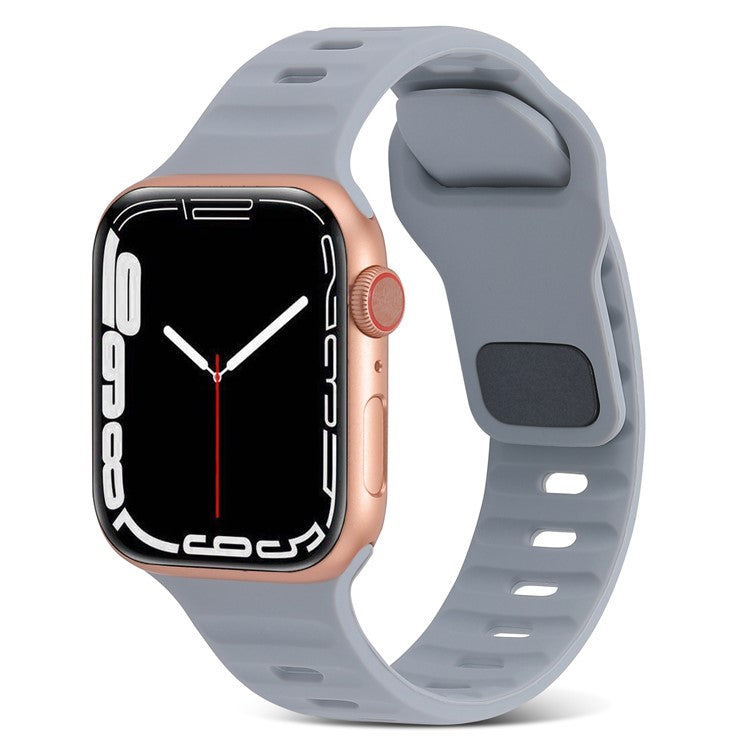 For Apple Watch Series 10 46mm / Ultra 2 Ultra 49mm / Series 9 8 7 45mm / 6 5 4 SE (2023) SE (2022) SE 44mm / 3 2 1 42mm Watchband Silicone Watch Strap with Square Buckle - Light Grey