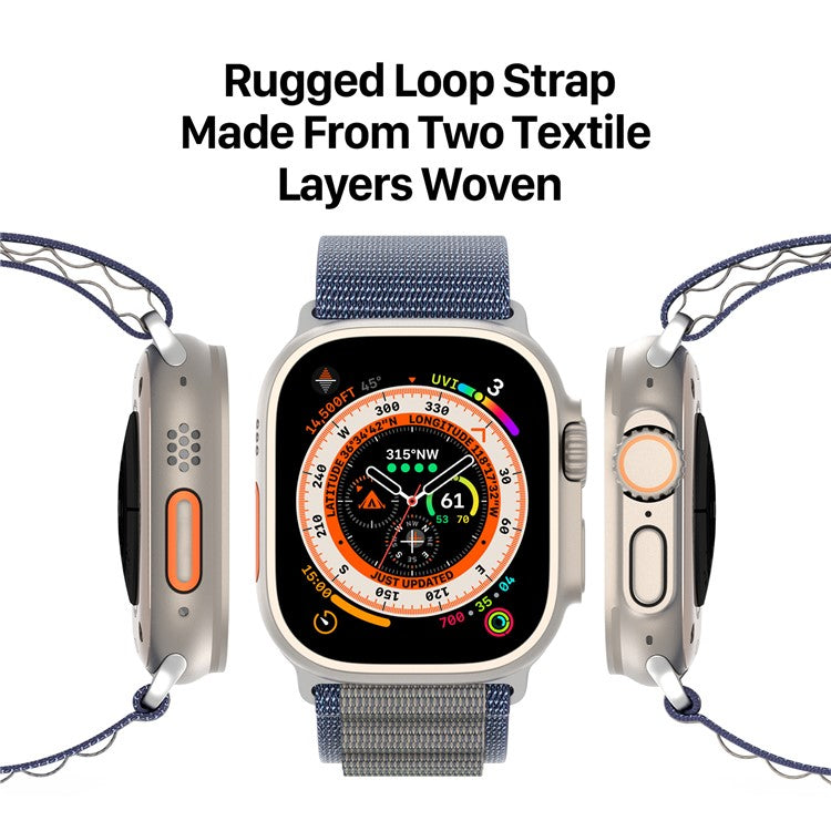 DUX DUCIS GS Series Strap for Apple Watch Series 10 46mm / Ultra 2 / Ultra 49mm / 9 8 7 45mm / SE (2023) SE (2022) SE 6 5 4 44mm / 3 2 1 42mm Polyester Band - Blue