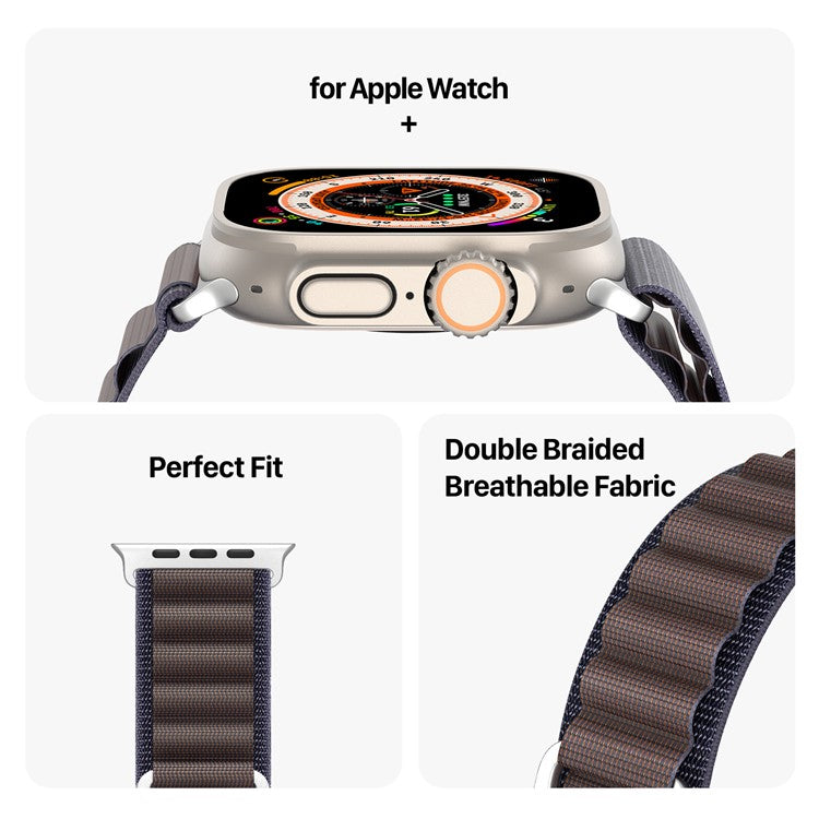 DUX DUCIS GS Series Strap for Apple Watch Series 10 46mm / Ultra 2 / Ultra 49mm / 9 8 7 45mm / SE (2023) SE (2022) SE 6 5 4 44mm / 3 2 1 42mm Polyester Band - Indigo Blue