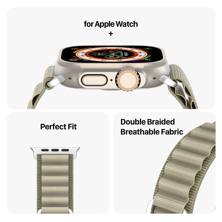 DUX DUCIS GS Series Strap for Apple Watch Series 10 42mm / 9 8 7 41mm / SE (2023) SE (2022) SE 6 5 4 40mm / 3 2 1 38mm Polyester Watch Band - Olive Green