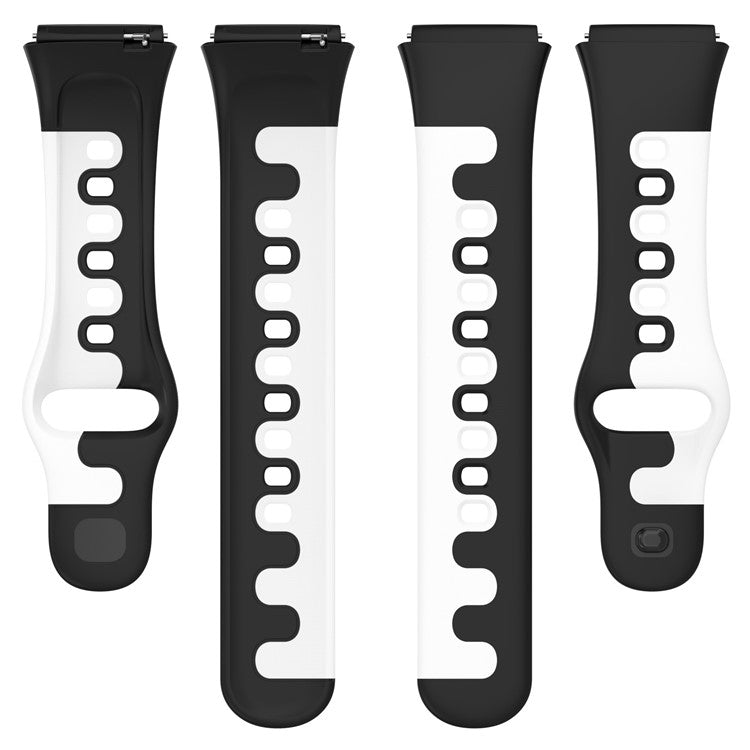 Watch Strap for Xiaomi Redmi Watch 3 Lite / Watch 3 Active Double Color Splicing Replacement Silicone Watchband - Cyan+White