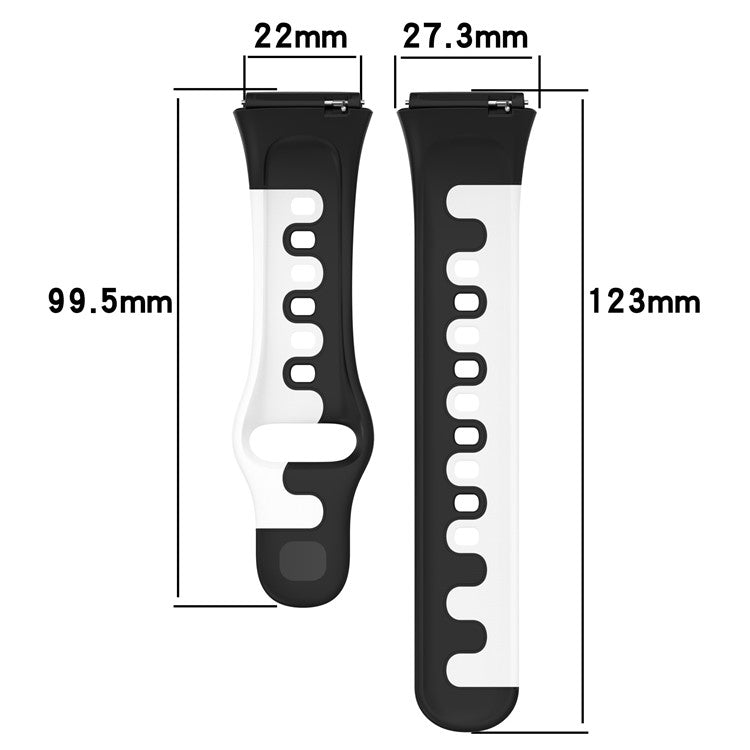 Watch Strap for Xiaomi Redmi Watch 3 Lite / Watch 3 Active Double Color Splicing Replacement Silicone Watchband - Cyan+White