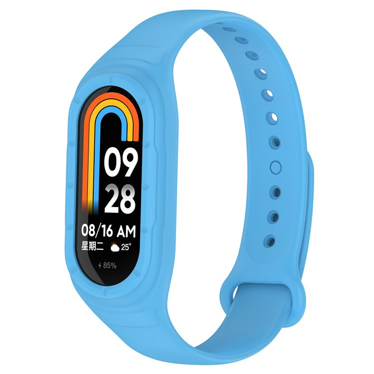 For Xiaomi Smart Band 8 Replacement Silicone Watch Strap Integrate Wrist Band with Case Cover - Sky Blue