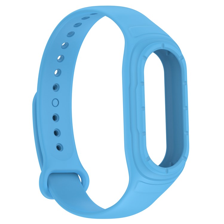 For Xiaomi Smart Band 8 Replacement Silicone Watch Strap Integrate Wrist Band with Case Cover - Sky Blue