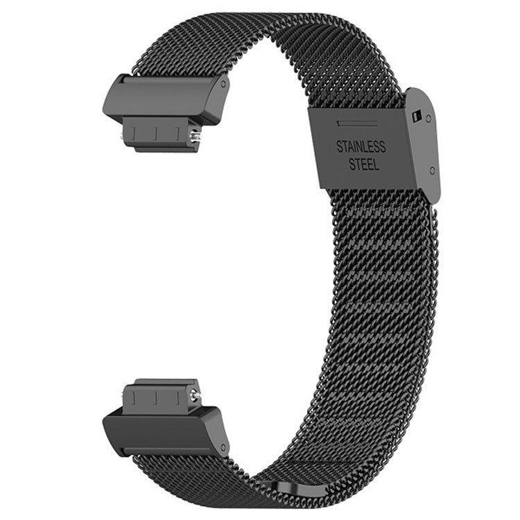 For Fitbit Inspire 3 Stainless Steel Fine Mesh Strap Replacement Smart Watch Band with Buckle - Black