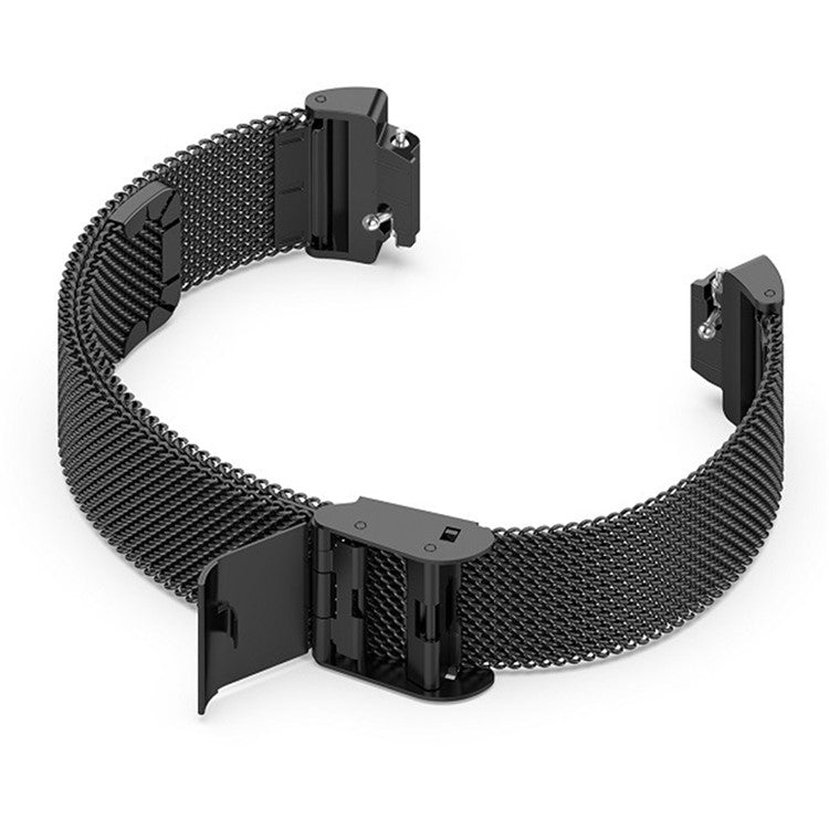 For Fitbit Inspire 3 Stainless Steel Fine Mesh Strap Replacement Smart Watch Band with Buckle - Black