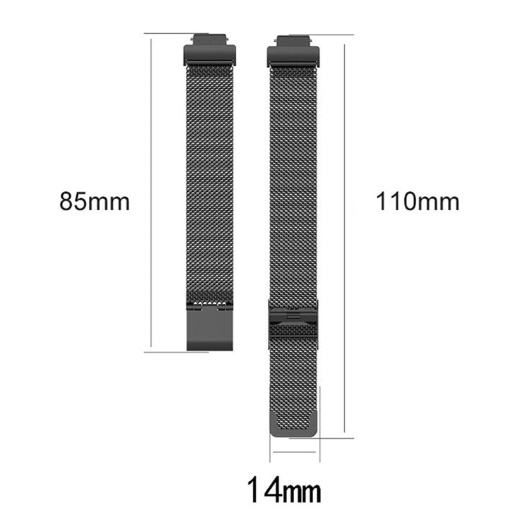 For Fitbit Inspire 3 Stainless Steel Fine Mesh Strap Replacement Smart Watch Band with Buckle - Black