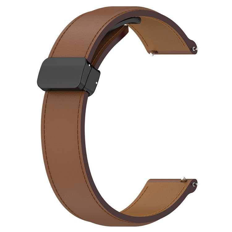 For Huawei Watch Buds / Watch 4 Pro / Watch 3 Pro Genuine Cow Leather Watch Strap 22mm Folding Buckle Wristband - Brown