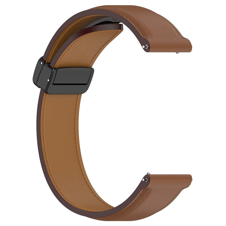 For Huawei Watch Buds / Watch 4 Pro / Watch 3 Pro Genuine Cow Leather Watch Strap 22mm Folding Buckle Wristband - Brown